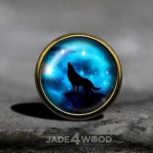 Wolf Glass Cabochon Cabinet Knob Dresser Knob Dresser Pull Furniture Knob