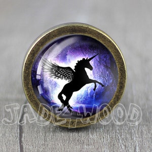 Eenhoorn glazen cabochon brons kast dressoir knop pull / dressoir pull / kast knop / meubelknop