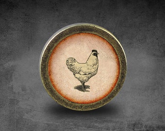 Gallina - Pomos de tocador de bronce vintage hechos a mano para gabinete