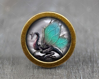 Dragon  Glass Cabochon Bronze cabinet Dresser Knobs pull / Dresser Pull / Cabinet Knobs / Furniture Knobs