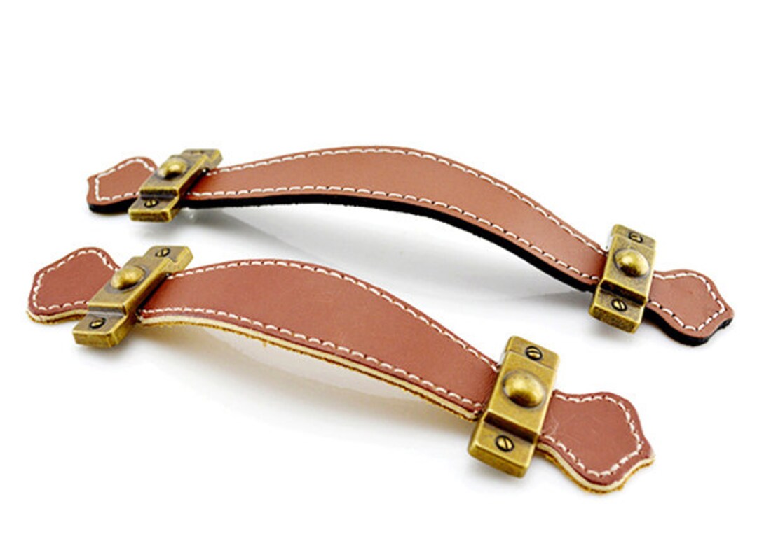 Brown Soft Leather Door Handles for Cabinet Wardrobe Cupboard Drawer ...