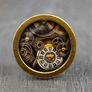 Steampunk Zahnrad Glas Cabochon Vintage Bronze Cabochon Knauf / Schubladenknauf / Möbelknauf / Möbelknopf