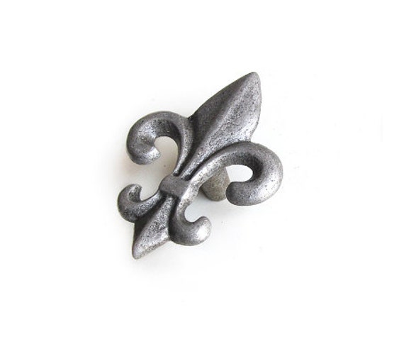 Fleur De Lis Black Handle Pull Knob Pulls Handles Cabinet Etsy