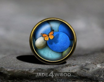 Butterfly Glass Cabochon Cabinet Knob Dresser Knob Dresser Pull Furniture Knob