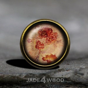 Flower Glass Cabochon Cabinet Knob Dresser Knob Dresser Pull Furniture Knob