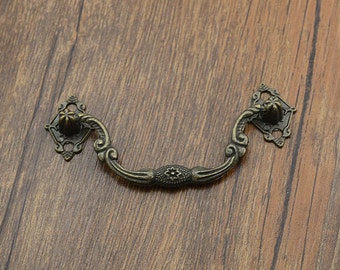 2pcs Antique Bronze Rustic Drop Bail Dresser Pull Handle Knob Pull Handle /Small Cabinet Pull Handle Knob Furniture Hardware QM034