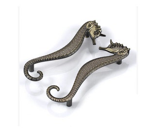 6.3“ 3.75“ Sea Horse Dresser Handle Pull Knob Pulls Handles / Wardrobe Cabinet Pull Handle Knobs Furniture Hardware WM210