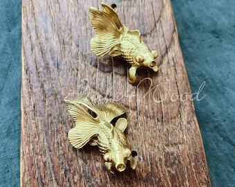 Goldfish Solid Brass Dresser Handle Pull Knob Pull Handle / Kitchen Cabinet Pull Handle Knob Furniture Hardware WM1530