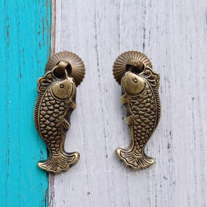 Fish Solid Brass Dresser Handle Pull Knob Pull Handle / Kitchen Cabinet Pull Handle Knob Furniture Hardware WM1507