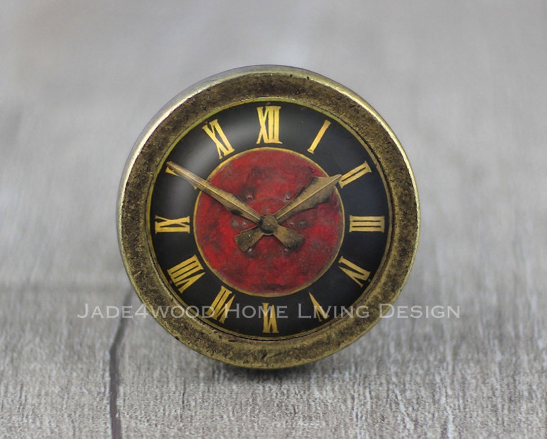 Vintage Clock Glass Cabochon Bronze Cabinet Dresser Knob Pull / Dresser ...