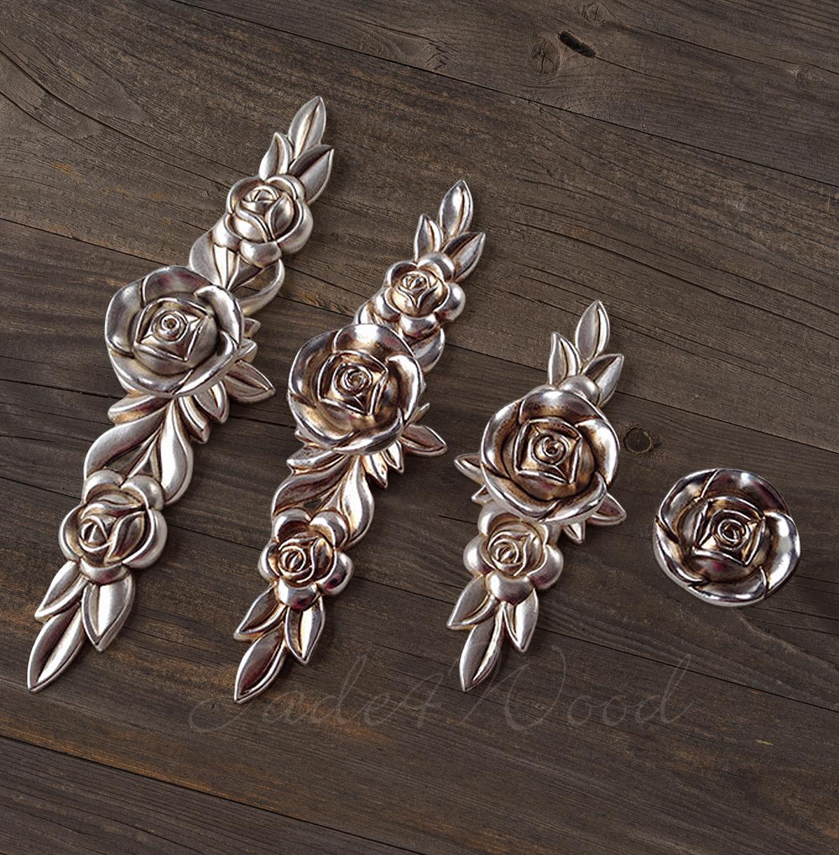 Bloem shabby chic dressoir lade handvat / antiek zilver roos kast handvat knop meubelbeslag LJ005
