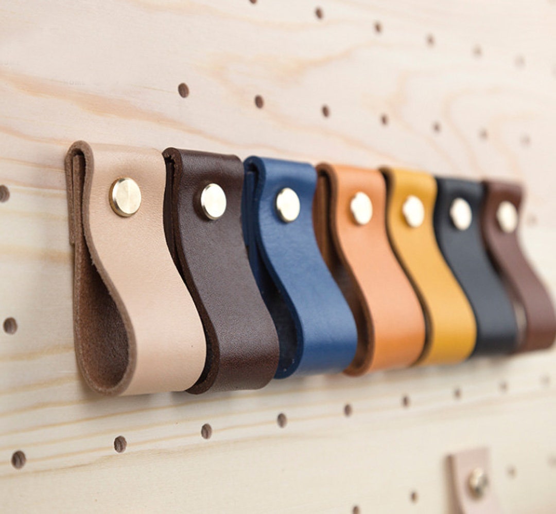 Leather Door Handles for Wardrobe Cupboard Drawer Pull Knobs
