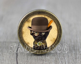 Tirador de pomo para tocador con diseño de gato Steampunk / Tirador de tocador / Pomo para gabinete / Pomo para muebles