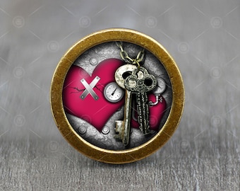 Cabochon en verre steampunk Bronze poignée de meuble pour commode / poignée de commode / bouton d'armoire / bouton de meuble