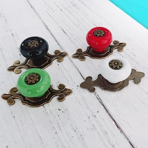Multi-color Ceramic Knob Drawer Knob / Dresser Knob / Ceramic Knob Pull Handle /Antique Bronze Furniture Hardware CP3901