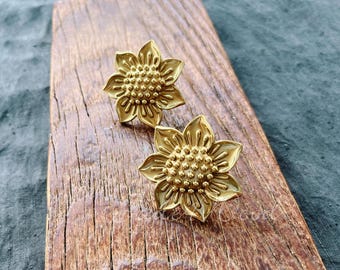 Tirador de tocador de latón macizo con diseño de girasol, para armario de cocina, herrajes para muebles WM1645