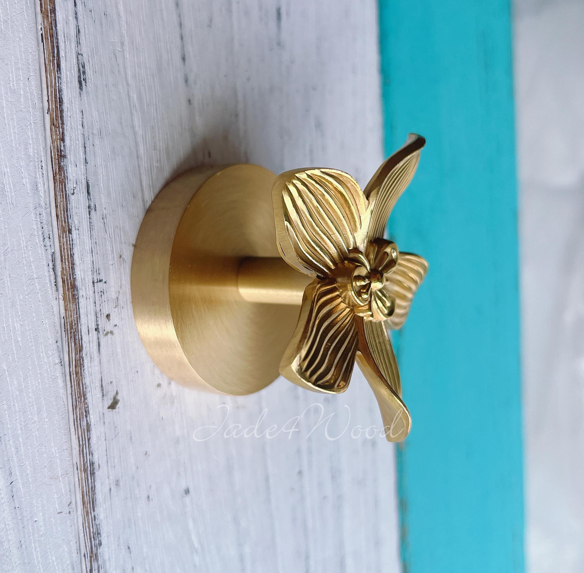 フラワーウォールフック ソリッドブラス製 頑丈なヴィンテージアニマル