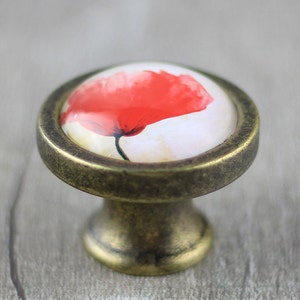 Flower - Vintage Antique Bronze Dresser Knob Cabinet Pull handle