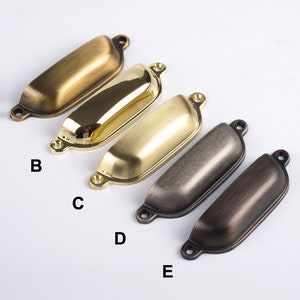 3.75" Bin Dresser Pull Drawer Pull Handle Knob Bronze Cup Shell Retro / Kitchen Cabinet Door Handle Pull Furniture Hardware WM1167 image 2