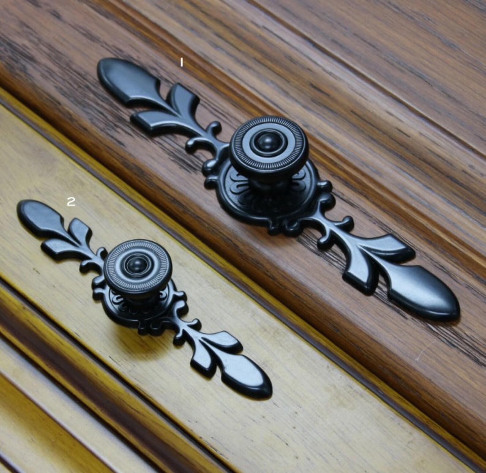 French Country Black Dresser Knobs Drawer Knob Back Plate / Etsy