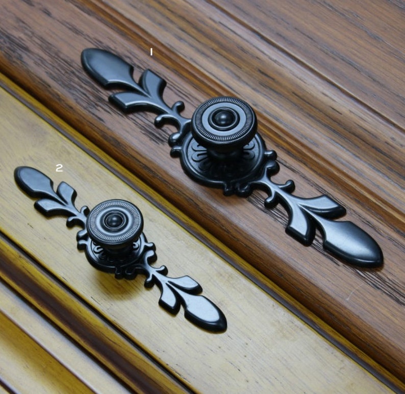 French Country Black Dresser Knobs Drawer Knob Back Plate Image 0