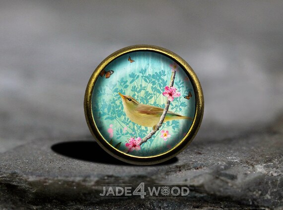 Bird Glass Cabochon Cabinet Knob Dresser Knobs Dresser Pull Etsy