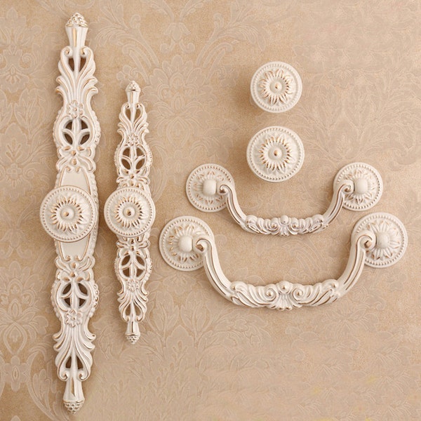 French Chic Handle Pull Knob Pulls Handles with Back Plate / Kitchen Cabinet Pull Handle Knobs Furniture Hardware WM492