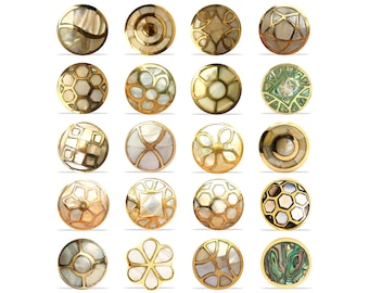 Parelmoer en messing weelderig handvat Oosters geïnspireerde goud en ivoor kastknop