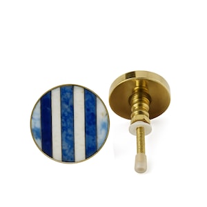 Blue and White Bone Inlay Brass Knob Shabby Chic Cabinet Knob and Pull Vintage Cupboard Door Knobs Colorful Cabinet knobs Bone Knobs