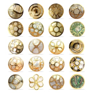 Mother of Pearl & Brass Opulence Handle Eastern Inspired Gold and Ivory Cabinet Knob