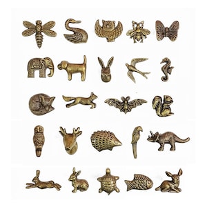 Antique Brass Animal Knobs, Whimsical Drawer Pulls Cabinet Handles, Woodland Nursery Decor Safari Insect Dresser Hardware, Vintage Knob