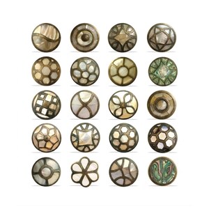 Brass Antique Knobs | Mother of Pearl Drawer Pulls | Vintage Cabinet Hardware | Abalone Shell Handles | Boho Dresser Pulls