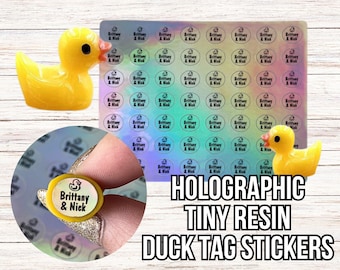 Personalized Tiny Holographic Cruise Duck Tag Stickers for Resin Ducks