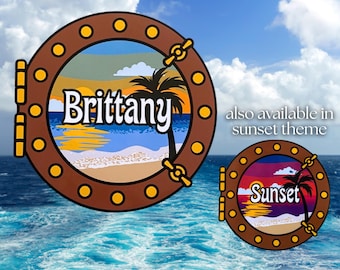 Personalized Cruise Door Magnet: Porthole with Cruiser's Name (set of 1 or 2 magnets)