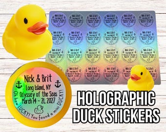 Personalized Holographic Cruise Duck Tag Stickers: Oh How Lucky Ducky You Found a Ducky!