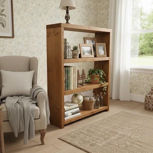 Rustic Scaffold Board Bookshelf Bookcase | Reclaimed Wood Storage Unit | Farmhouse Cube Shelving | Handmade Furniture Shelf Unit Bookshelves
