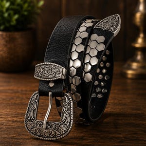 Vintage 80\'s SUM-ES Los Angeles Punk Rock Studded Concho Belt Unisex Metal Stud Studded 80s Belt - Etsy main image 3