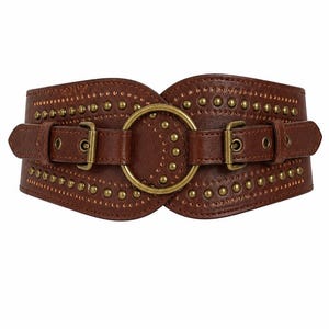 Wide Boho Leather Studded Belt - Etsy display picture 3