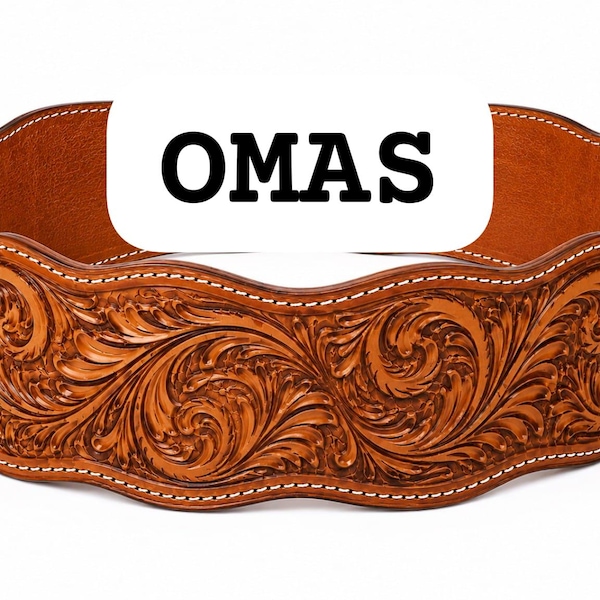 Hand Tooled Floral Leather Corset Belt, Western Cowgirl Waist Statement Belt