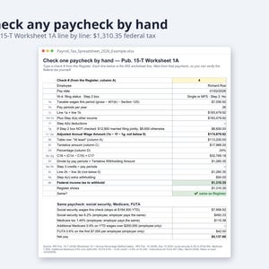 Payroll Tax Spreadsheet 2026 Excel | Form 941 vs W-2 Check, FICA & FUTA, Federal Withholding Pub 15-T (Digital Download) image 5
