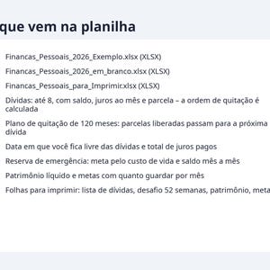 Finanças pessoais planilha 2026 | Portuguese, Plano para quitar dívidas, reserva de emergência (Digital Download) image 9