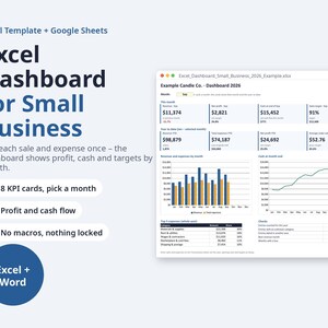 Excel Dashboard for Small Business 2027 | Monthly KPI Tracker, Sales, Expenses (Digital Download) image 1