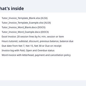 Tutor Invoice Template Excel and Word | Tutoring Invoice, Hours Tutored, Sibling Discount (Digital Download) image 9