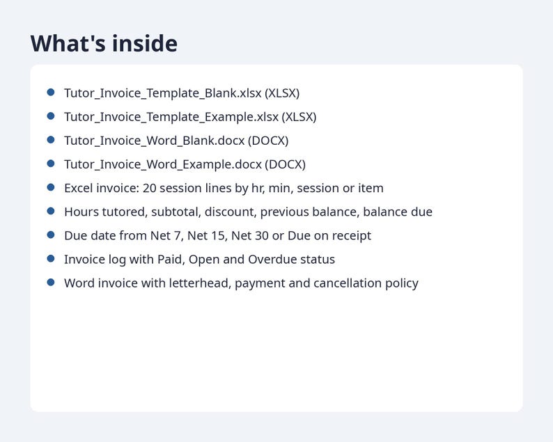 Tutor Invoice Template Excel and Word | Tutoring Invoice, Hours Tutored, Sibling Discount (Digital Download) image 9