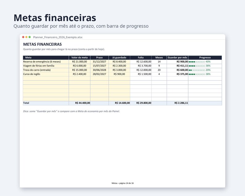 Planner financeiro planilha Excel 2026 2027 | Portuguese, Orçamento mensal, controle de gastos (Digital Download) image 5