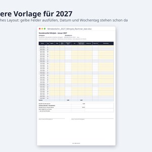 Mindestlohn 2027 Minijob Rechner Excel | German, 14,60 EUR Stundenlohn, 633 EUR Grenze (Digital Download) image 6