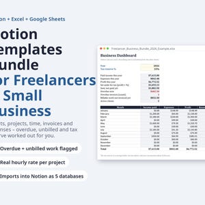 Notion Templates Bundle for Freelancers and Small Business | CRM, Invoice Tracker, Time Log (Digital Download)