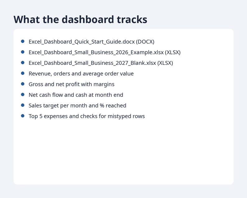 Excel Dashboard for Small Business 2027 | Monthly KPI Tracker, Sales, Expenses (Digital Download) image 9