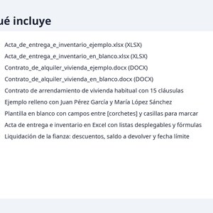 Contrato de alquiler de vivienda Word, LAU 2026 | Spanish, Ejemplo relleno, inventario Excel (Digital Download) image 9