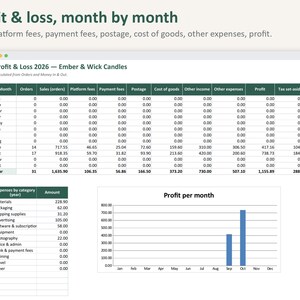 Small Business Bookkeeping Spreadsheet | Inventory Tracker, Order Tracker, Profit and Loss (Digital Download) image 2